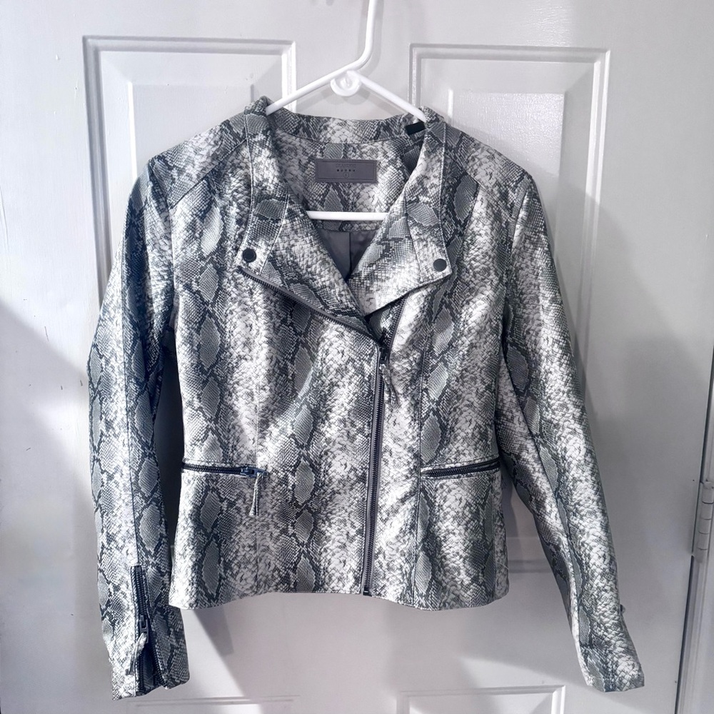 Blank NYC Black/White/Grey Snake Print Faux Leather Moto Jacket